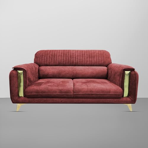 Image of Casaliving Gelio 3 Seater Sofa Set for Living Room (Maroon Colour) Premium Fabric Sofa