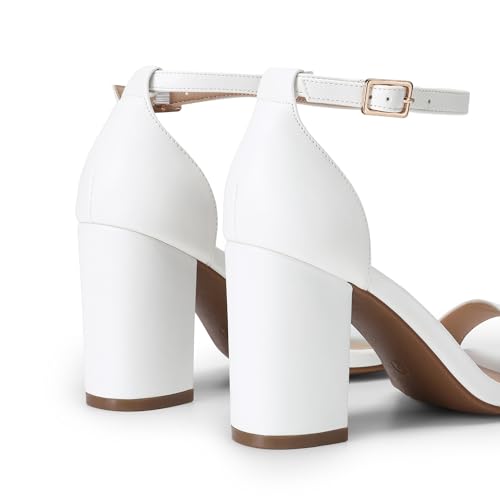 Image of DREAM PAIRS Heels for Women Chunky Block Heel Open Toe Ankle Strap 3.5 Inch Heeled Sandals for Party Date Wedding