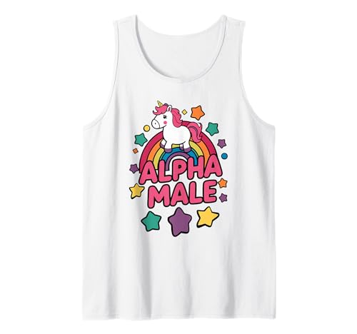 Alpha Male Unicorn Funny Embarrassing Joke Ironic Tank Top