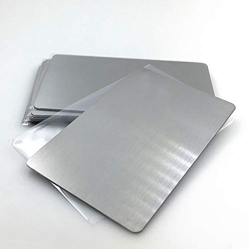 Ebamaz 304 Edelstahl Metall Visitenkarten 86X54X0,5 mm Packung mit 10 Stück (Silber Gebürstet, Blanko)
