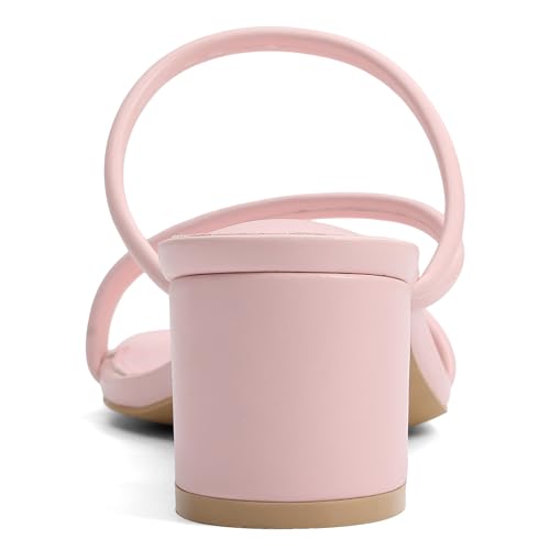 Image of Shoe'N Tale Strappy Heels For Women Low Chunky Block Heel Heeled Sandals Square Open Toe Slip On Slides Mules