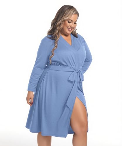Image of SUFEINI Maternity Robe and Matching Swaddle Blanket Set, Plus Size Women Postpartum Robes Sleepwear New Mommy Gift