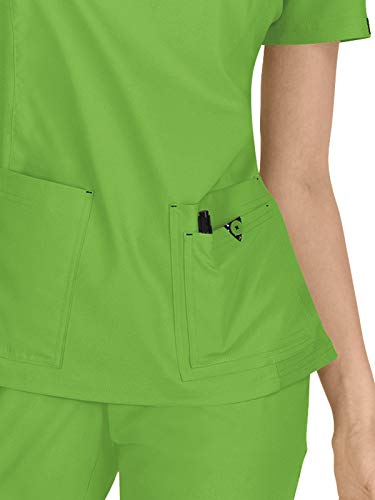 Blusa feminina Katie com vários bolsos Katie ultra confortável e leve da Koi Basics, Chá Verde, L