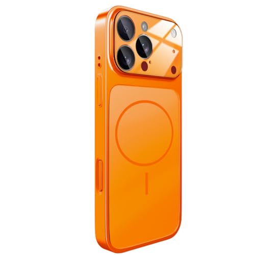 Image of Magnetic Phone 17 pro max Case Phone Case Cover, Screen Protectors X1, Compatible with Magsafe, Anti Yellowing,Slim,Shockproof, Protective (Camera Protection Orange, Phone 17 pro max)