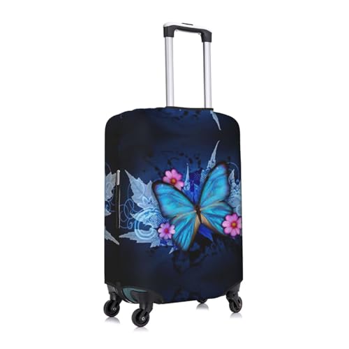 Housse valise pliable imprimé papillon blanc bagage taille M - 3