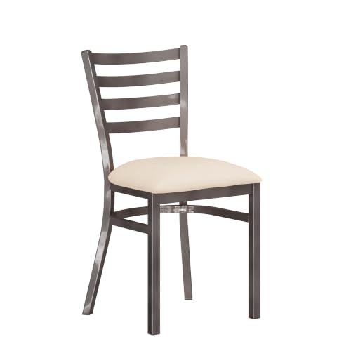 Image of Flash Furniture Hercules Ladder Back Chair - Vinyl Seat, Silver /Tan