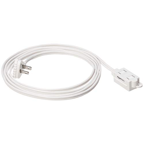 AmazonBasics Indoor 2 Prong Extension Power Cord Strip - 2-Pack, Flat Plug, 8 Foot, White