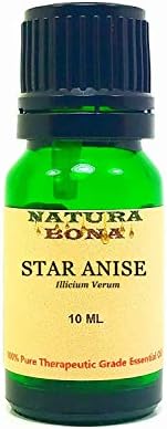 Natura Bona Pure Star Anise Essential Oil. 100% Natural, Undiluted, Therapeutic Grade. 10 ml (.33 oz). (Anise Star)