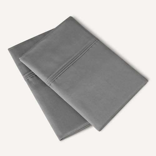 Amazon Basics Federa Deluxe, 100% Cotone Raso 400TC, Extra Morbida, 50 x 80 cm, Grigio Scuro - Immagine 2