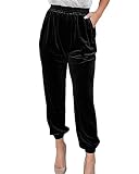 PAODIKUAI Women Casual High Waist Harem Velvet Pants Relaxed Fit Elastic Waist Velvet Velour Joggers