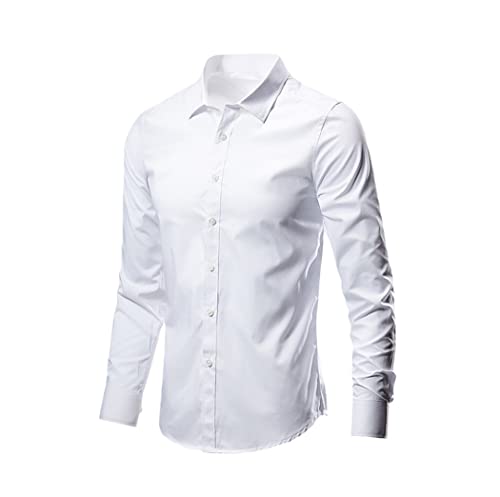 Men's White Shirt Long-Sleeved Non-Iron Business Work Collared Casual Suit