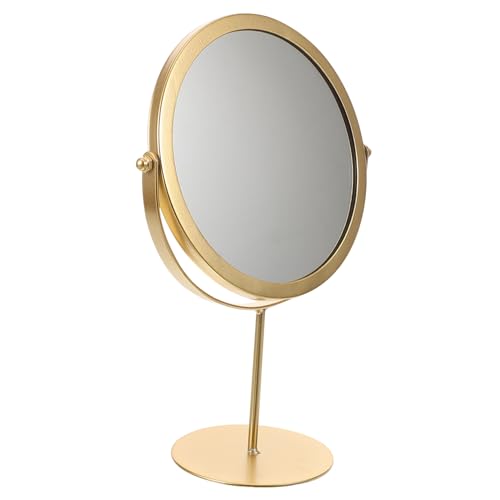 Espejo de maquillaje redondo Luxshiny dorado para mesa miniatura 1