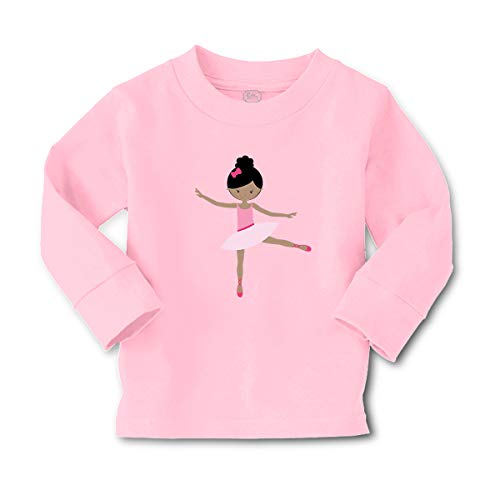 Kids Long Sleeve T Shirt Ballerina Dance 1 Bun Pink Bow Bl B Cotton Boy & Girl Clothes Funny Graphic Tee Soft Pink Design Only 4T