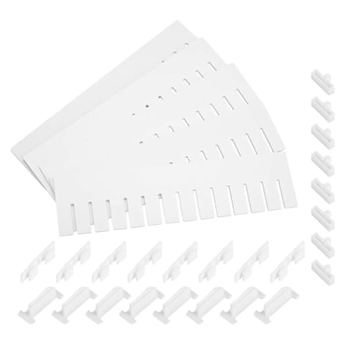 NUOBESTY Divisores de Cajones de Plástico Ajustables 47 Cm, Set 34 Piezas Conectores y Fijadores para Organizar Armarios y Cajoneras en Hogar y Oficina