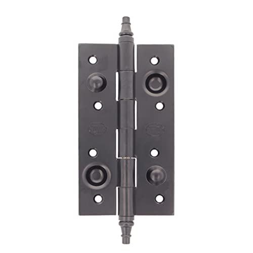 Amig - Bisagra de Seguridad - 150 x 82 x 3 mm - Cantos Cuadrados - Con Remate Decorativo - Sujeta Puertas de Entrada con Firmeza - Acero Negro