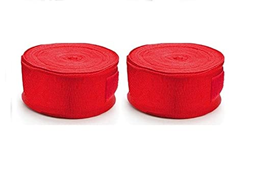 Spanco 1 Pair Cotton Material Boxing Hand Wraps Elastic Hand & Wrist Support for Kickboxing Training Gym Workout (Red) (B0BCW9TX4J) Amazon Price History, Amazon Price Tracker