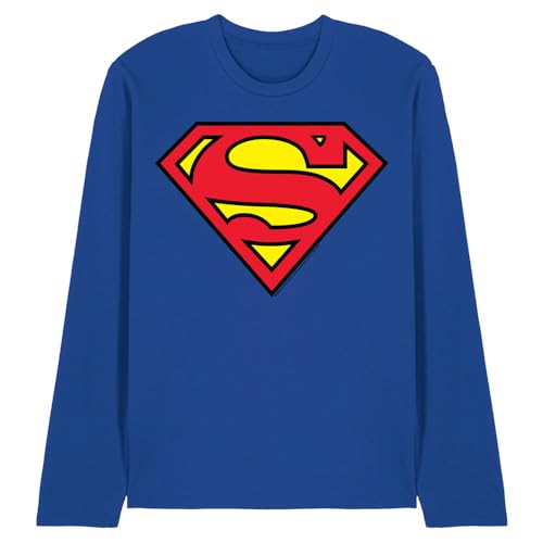 DC Comics Superman Logo Camiseta Unisex de Manga Larga, Azul Real, M