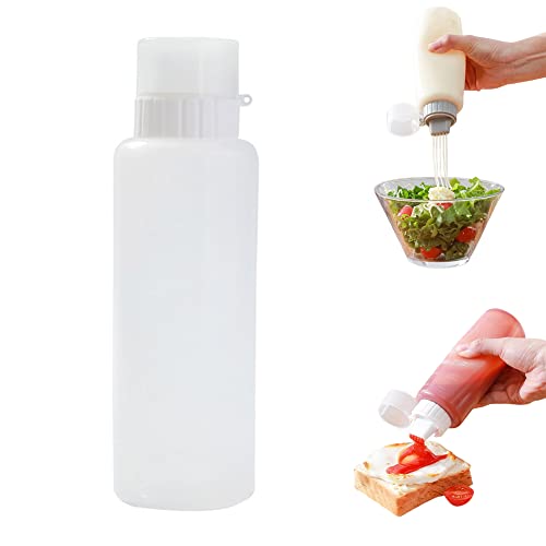 EUBUY 5-hole Squeeze Bottle for Sauces, Plastic Sauce Bottle with Lid and Graduations, Home Kitchen Condiment Squeeze Bottle for Ketchup, Salad, BBQ Sauce, Oil, Syrup, Condiments