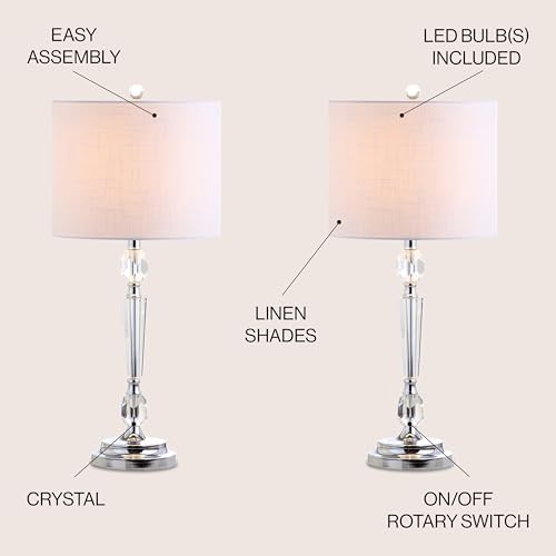 Jonathan Y JYL2047A-SET2 Set Of 2 Table Lamps Victoria 27 Inch Crystal Led Table Lamp Modern Contemporary Bedside Desk Nightstand Lamp thumb #2