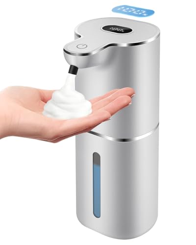 Automatic Foaming Soap Dispenser with Digital Display, 6-Level Foam Adjustable, Rechargeable, 12.8oz/ 380ml Wall Mounted Touchless Hands Free Auto Dispenser for Kitchen, Bathroom, Hotel, Restaurant