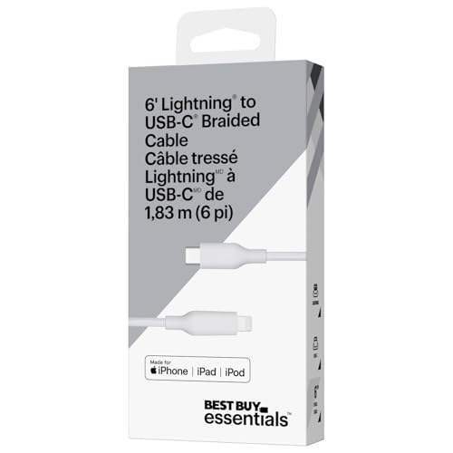 Image of Best Buy essentials Phone Charging Cables & USB Accessories - Lightning, USB-C & USB Cables, USB Hubs & Power Accessories (Lightning to USB-C Cable, 6 ft (WHT))