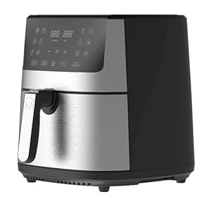 MasterPro iRocket 800 MP luchtfriteuse, 6 l, 1800 W vermogen, olievrij, modern design in zwart, led-touchscreen, afneembare anti-aanbakmand, temperatuurregeling van 80 tot 200 °C