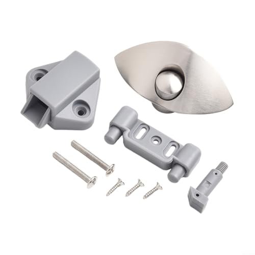Image of Posheliox Marine Boat Drawer Push Lock Half Moon Latch for RV Yacht Trailer, Zinc Alloy 14mm 15mm 16mm Door Catch(Brushed)