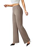 FireSwan Womens Dress Pants Stretchy Wide Leg Work Pants Business Casual Trousers Pull On Office Slacks with 4 Pockets