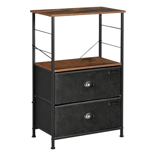 SONGMICS Nightstand, Industrial Bedside Table with 2...
