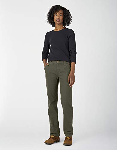 Dickies Women's Relaxed Straight Carpenter Duck Pant, Rinsed Moss Green, 6 - image 2