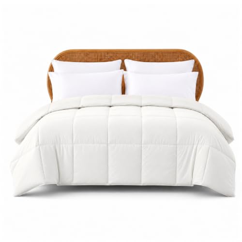 Image of Modern Threads Comforter Duvet Insert, Reversible Quilted Down Alternative Comforter with Corner Tabs, All Season Bedding, Twin, Antique White