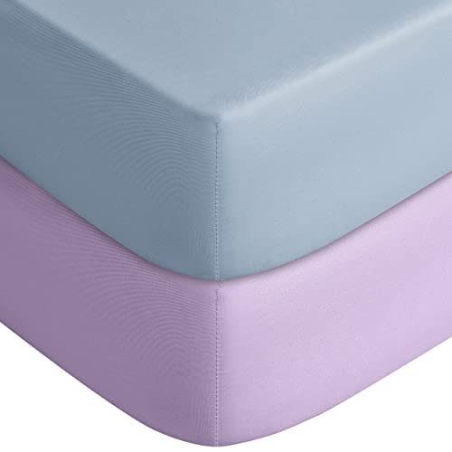 Yoofoss Baby Crib Sheets For Boys Girls, Fitted Crib Sheet 2 Pack For Standard Crib And Toddler Mattress, Super Soft Microfiber Baby Sheet 28X52X8In(Blue-Purple) #TOP23