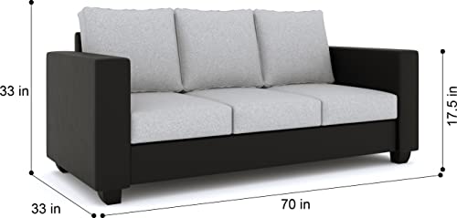 Image of WESTIDO Orlando Leatherette 3 + 1 + 1 Sofa Set (Black Grey, DIY(Do-It-Yourself)) | 1 Year Warranty
