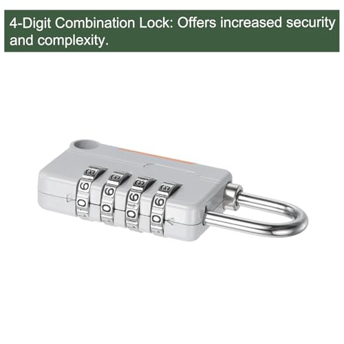 Image of YOKIVE 1 Set 4 Digit Combination Lock with Security Cables, Outdoor Padlock Steel Lock Chains | Great for Lockers Baggage Bikes (Gray, 5Ft)