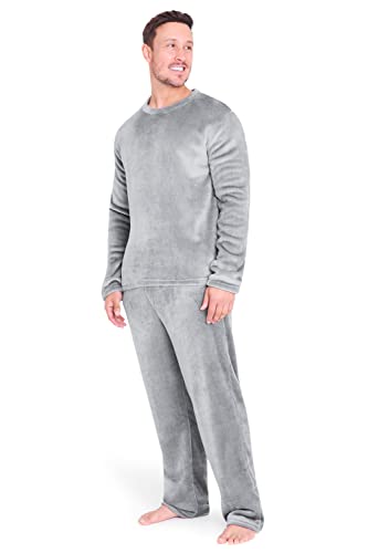 CityComfort Pijama Hombre Invierno, Pijama Forro Polar 2 Piezas de Manga Larga, (XXL, Gris Claro)