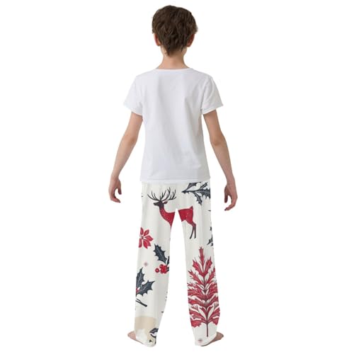 Boys' Pants Christmas Berry Deer Leaves Long Bottoms Jogger Pants Elastic Waist Trousers with Pockets S-XL3