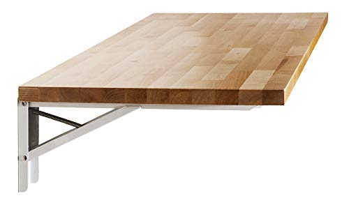 The Quick Bench By Latitude 59, Wall-Mounted Folding Workbench With Butcher Block Solid Wood Top (20”X48”) – Clear Uv Finish #TOP2