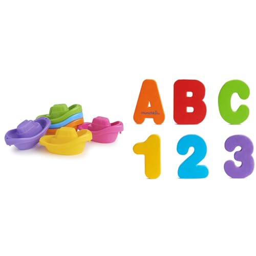 Image of Munchkin® Little Boat Train Baby and Toddler Bath Toy, 6 Piece Set & ® Learn™ Bath Letters and Numbers 36pc Toddler Bath Toy