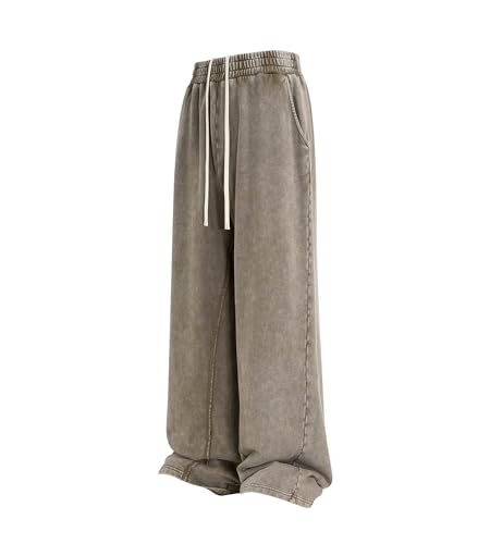 Image of Colorful world Mens Sweatpants Acid Washed Elastic Waist Drawstring Sweat Pants Cotton Baggy Streetwear Pant with Pockets