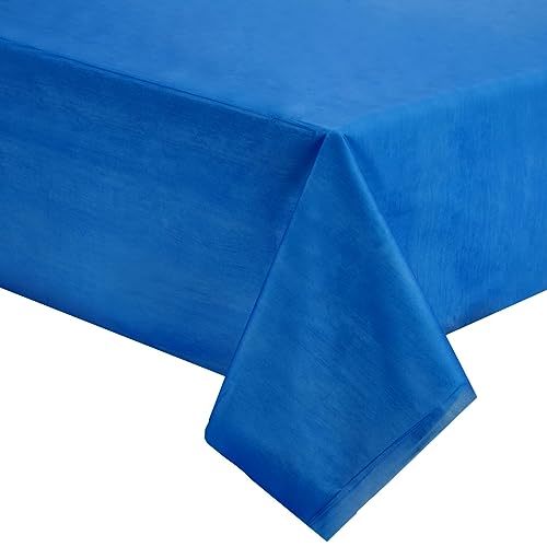 Image of Juvale Blue Tablecloth - 54 x 108 in, Pack of 3, Rectangular - Disposable Tablecloth & Plastic Table Cover for Parties & Easy Cleanup & Protection