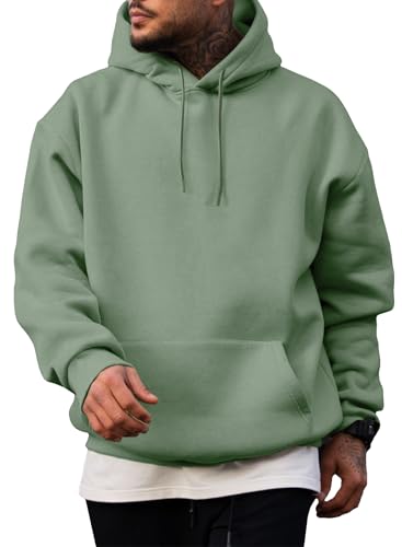 Image of JMIERR Mens Fleece Lined Hoodie Pullover Drawstring Pocket Winter Warm | Cozy fleece-lined pullover, adjustable drawstring hood, kangaroo pocket, regular fit, machine wash