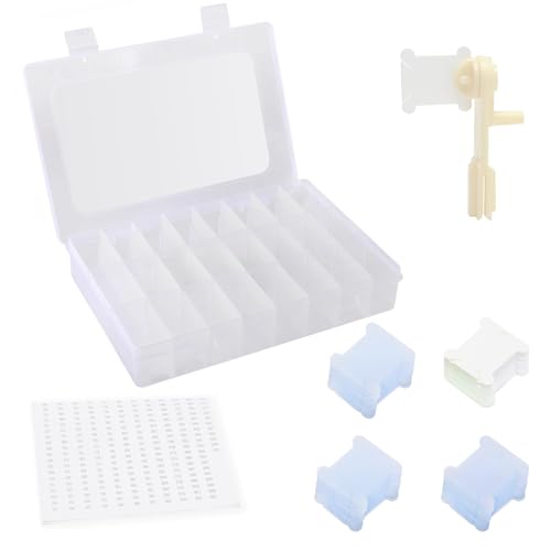 Embroidery Floss Organizer Cross Stitch Thread Organizer-Bobbin Winder 1 Removable 24 Compartments...