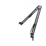 Desktop Cantilever Camera Mount with Weighted Glass Base, Adjustable Iron Arm for Monitors & Streaming