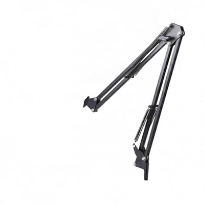 Desktop Cantilever Camera Mount with Weighted Glass Base, Adjustable Iron Arm for Monitors & Streaming