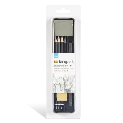 KINGART Lata de viagem de esboço e desenho (137), 9 peças.