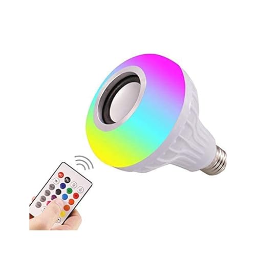 Image of Drumstone Smart 12W B22 LED Bluetooth Music Bulb | RGB Light + Built-in Speaker | Bluetooth 3.0, 24-Key Remote, Multi-Colour Lamp for Home, Bedroom & Party Decor
