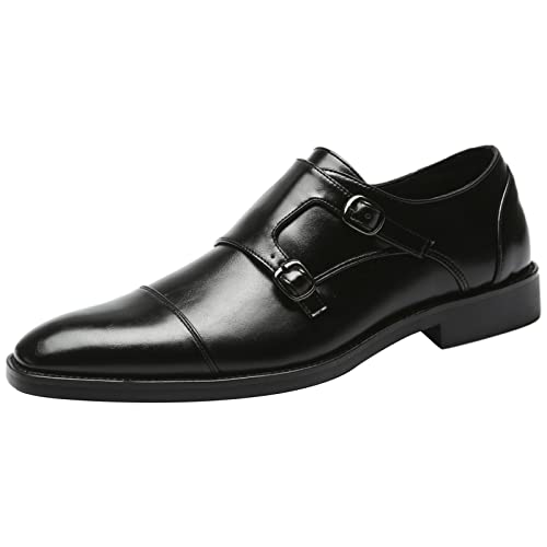 ANUFER Hidalgo Elegante Puntera Formal Doble Hebilla Zapatos de