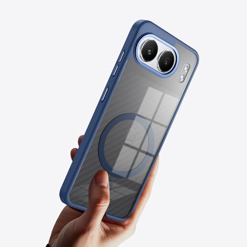 Image of KARWAN Translucent Hybrid Back Case Cover Compatible with Oneplus Nord 4 Shockproof Case with Camera Protection, N52 Magnet Cover Case with Magnetic MagEaze Wireless Charging Cover (Blue)