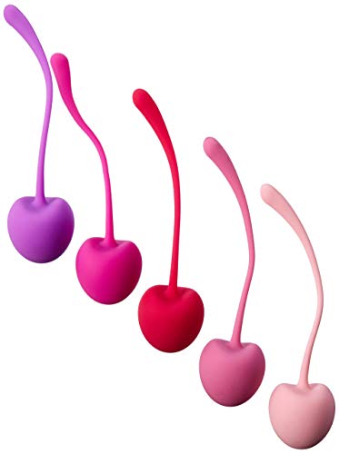 Shibari Cherry Kegel Balls, 5Piece Variable, Weighted Set to Exercise & Tone Pelvic Floor Muscles, Made with Premium Grade Silicone