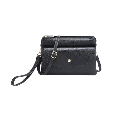 Sac à bandoulière en cuir pour femme en taille moyenne noir